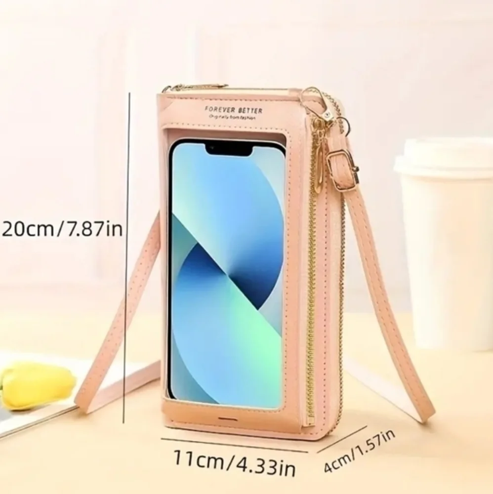 Small‎ Crossbody Bag Touch Screen Phone Case, Cellphone Purse Wallet PU Leather
